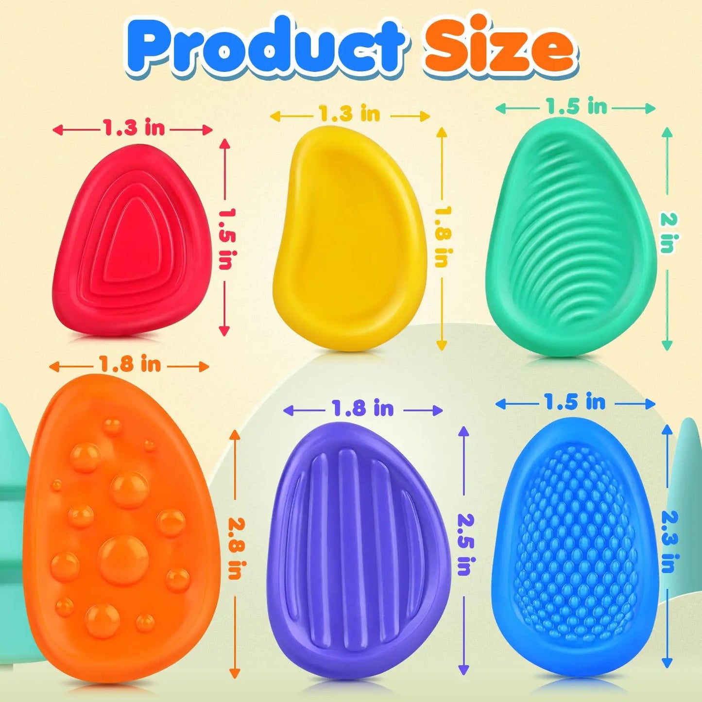 2025 New Fidget Toys Adults Sensory Silicone Stone 6 Pack Textured for Autism Kids Calming down Fidget Stress Relief Toys