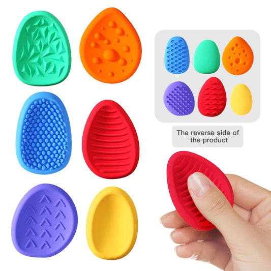 2025 New Fidget Toys Adults Sensory Silicone Stone 6 Pack Textured for Autism Kids Calming down Fidget Stress Relief Toys
