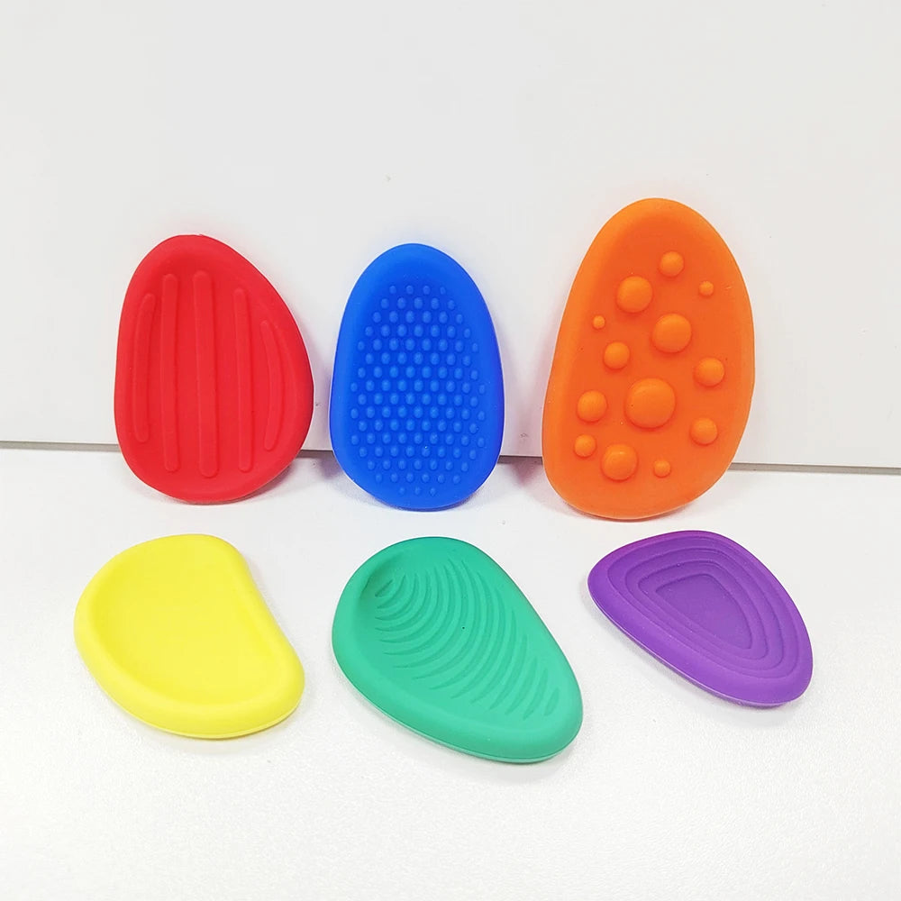 Fidget Toys Adults Sensory Silicone Stone 6 Pack Textured for Autism Kids Calming down Fidget Stress Relief Toys