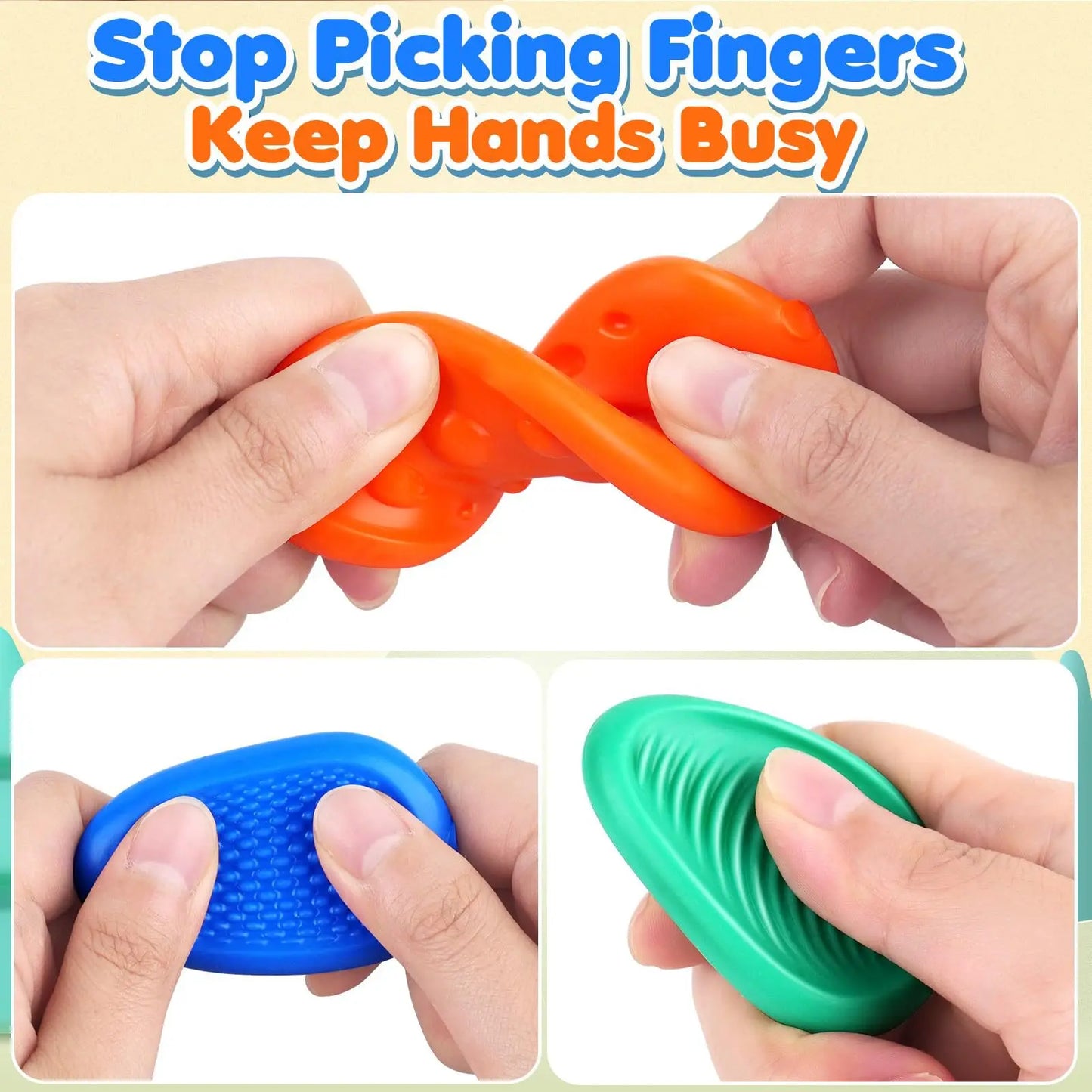 2025 New Fidget Toys Adults Sensory Silicone Stone 6 Pack Textured for Autism Kids Calming down Fidget Stress Relief Toys