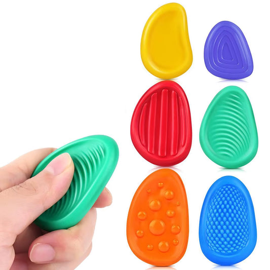 Fidget Toys Adults Sensory Silicone Stone 6 Pack Textured for Autism Kids Calming down Fidget Stress Relief Toys
